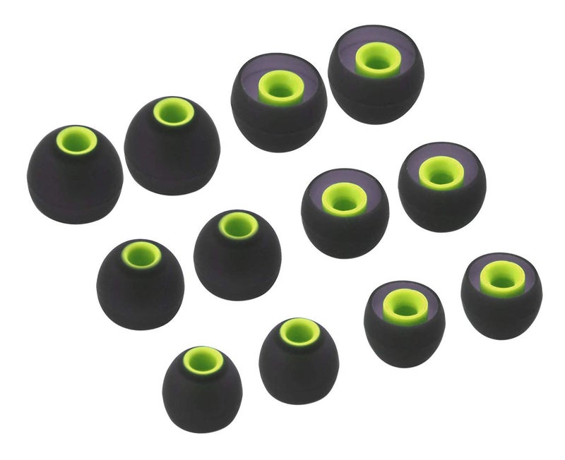 BLLQ 12PCS Large Size Replacement Eartips Eargels Earpads Ear Tips Gels Bud for Powerbeats Pro, BeatsX, Senso, TOZO, Sony & Other Inner Hole 3.8mm Earbud in-Ear Headphones,Black-Green,L - Image 4